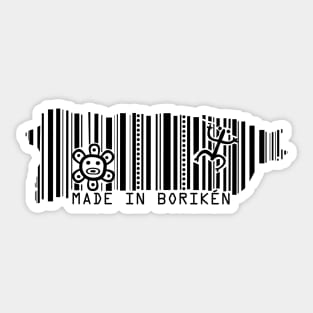 Puerto Rico Map Made in Boriken Taino Symbols Black Design Sticker